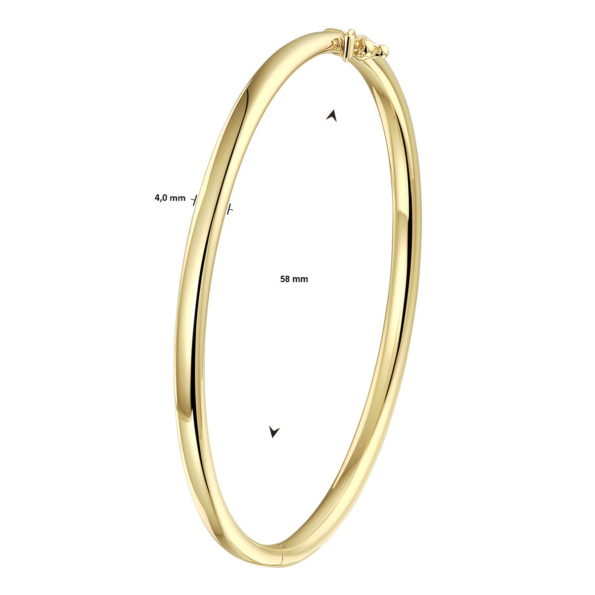 Bangle scharnier ovale buis 4,0 mm 14K geelgoud