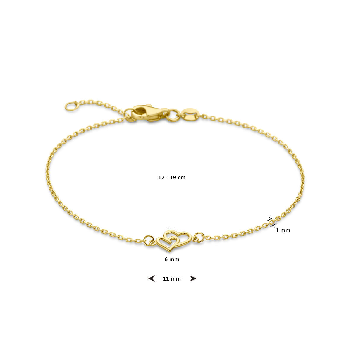 14K Geelgoud Armband Hartjes 17 - 19 Cm 4029634 - PansiteNederland.nl