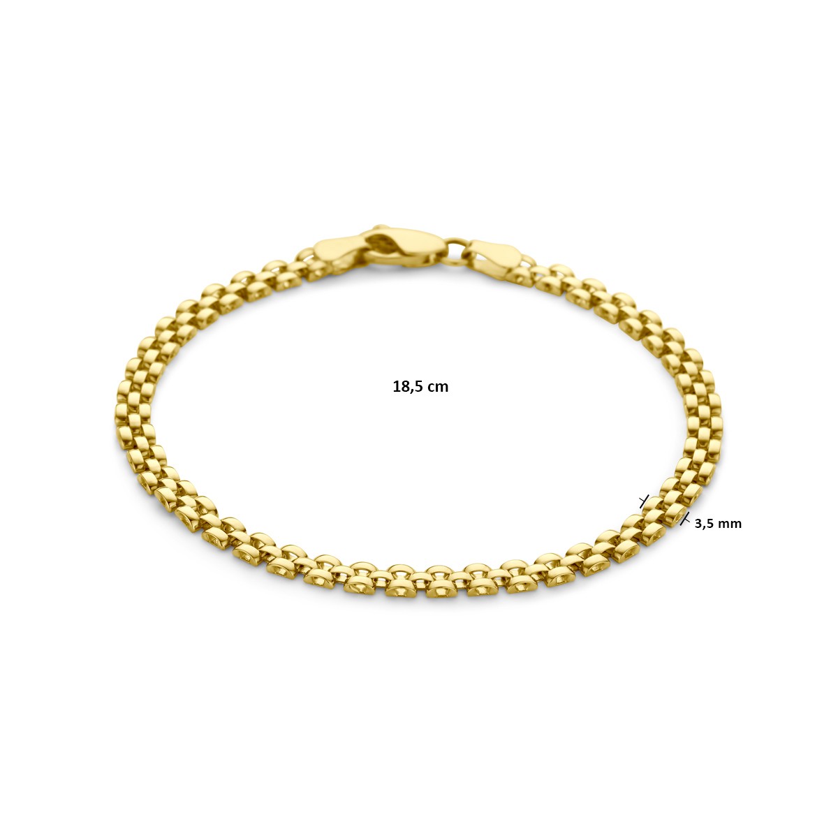 Armband panter 3,5 mm 18,5 cm 14K geelgoud