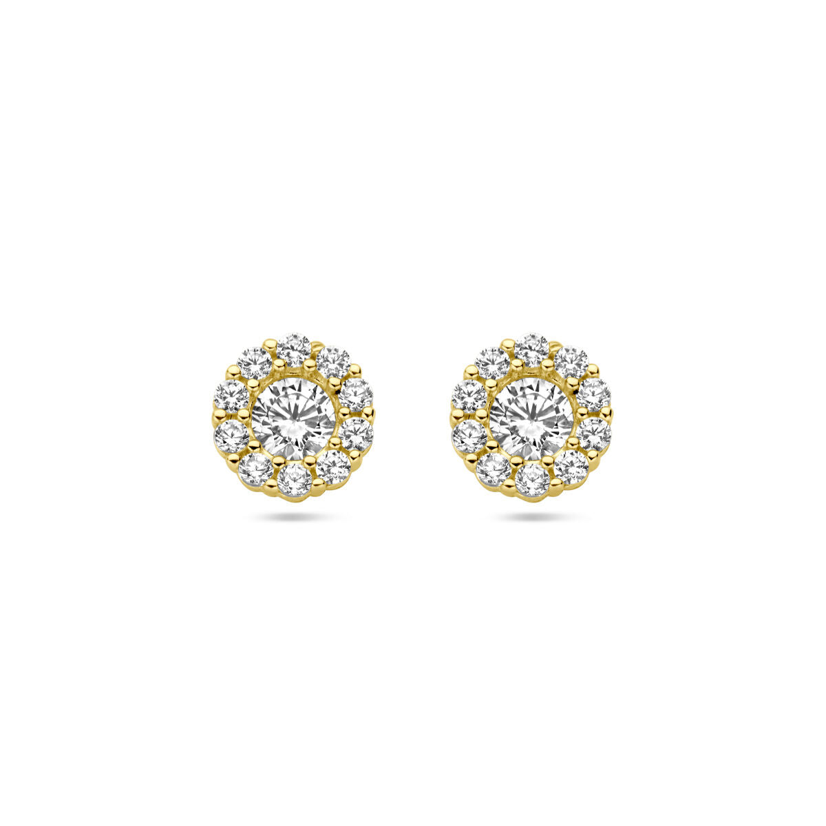 14K Geelgoud Oorknoppen Zirkonia Halo 4029831 - PansiteNederland.nl