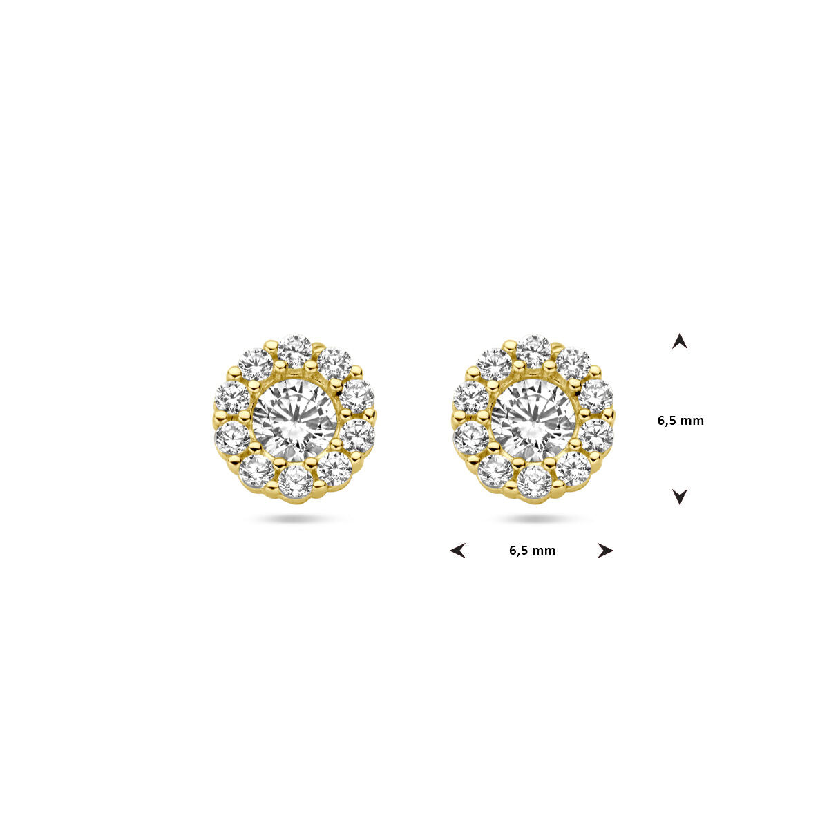 14K Geelgoud Oorknoppen Zirkonia Halo 4029831 - PansiteNederland.nl