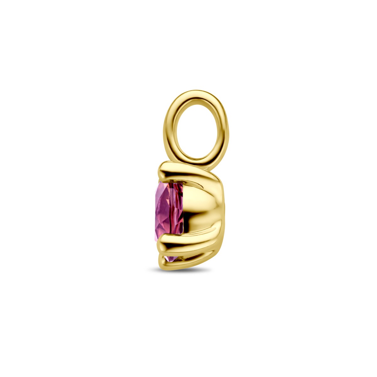 Hanger roze rhodoliet 14K geelgoud