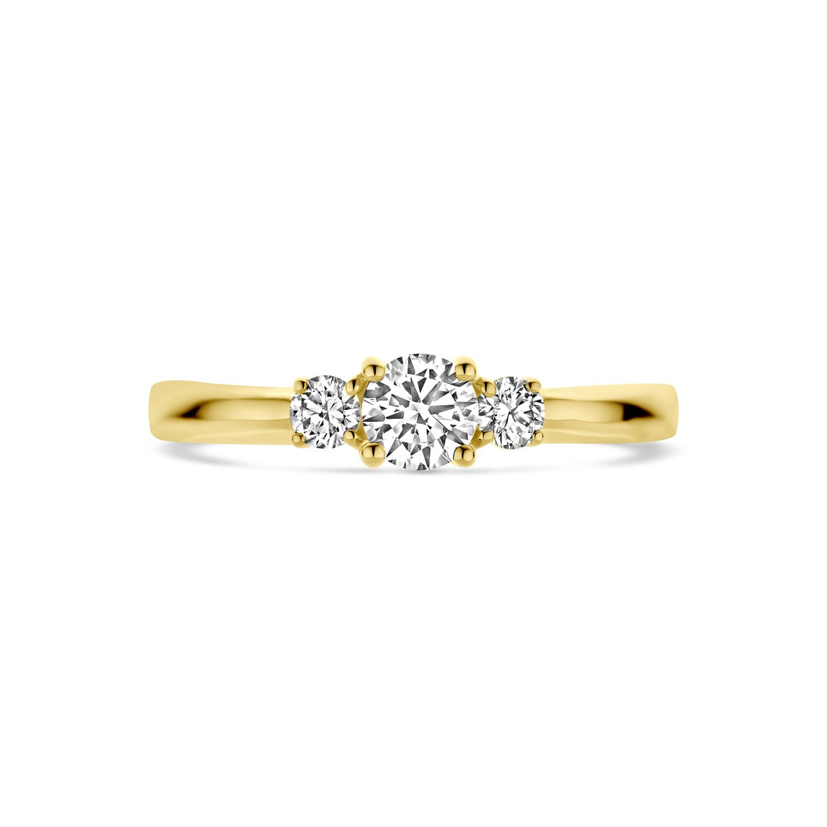 Ring trilogie lab grown diamant 0.46ct h si 14K geelgoud