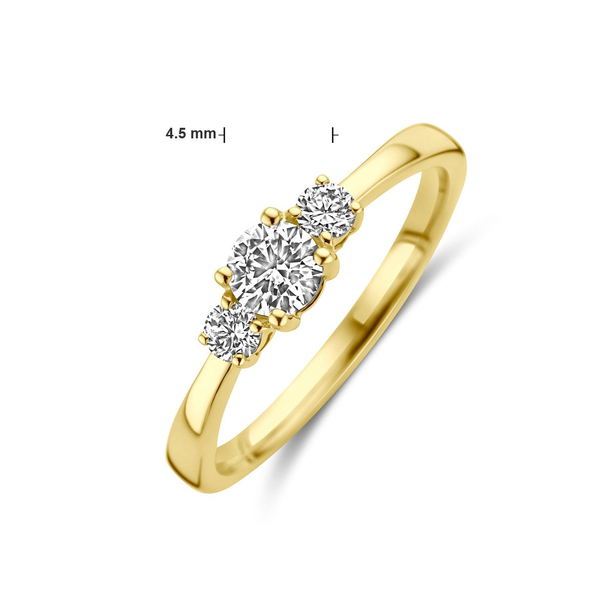 Ring trilogie lab grown diamant 0.46ct h si 14K geelgoud