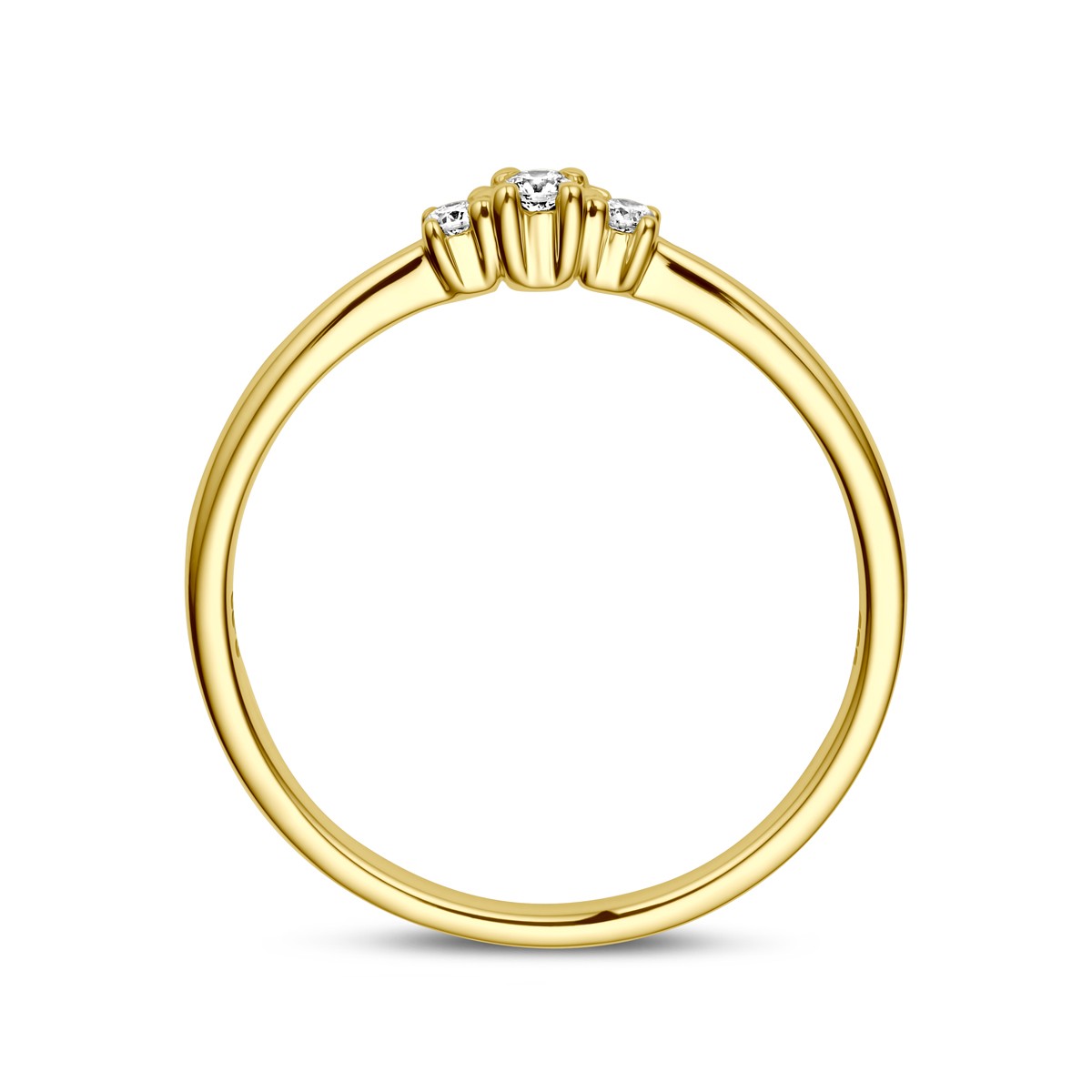 Ring trilogie diamant 0.08ct h si 14K geelgoud