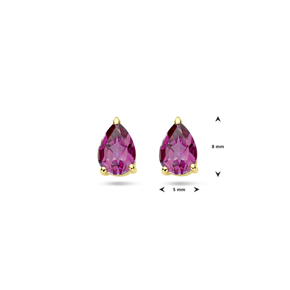 Oorbellen roze topaas 14K geelgoud
