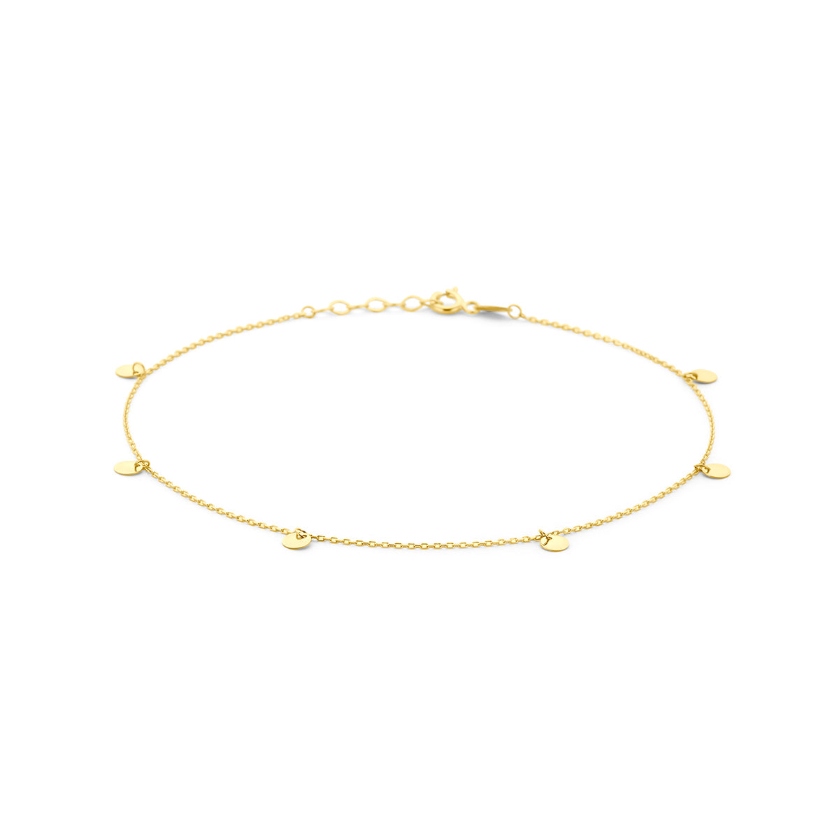 Enkelbandje rondjes 24 + 2 cm 14K geelgoud