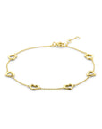 14K Geelgoud Armband Hartjes 16,5 - 17,5 - 18,5 Cm 4031022