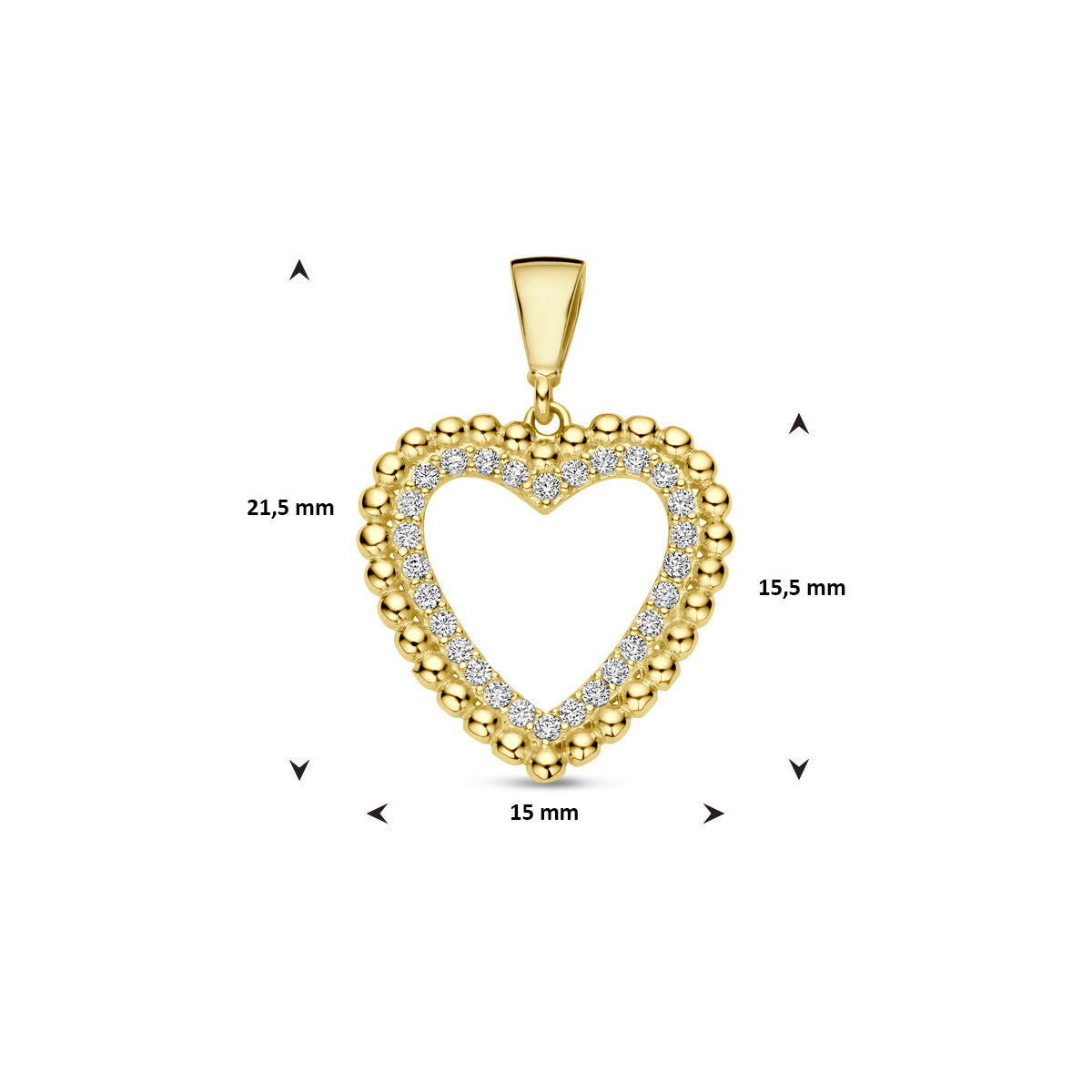 14K geelgoud hanger hartje zirkonia 4031146 - PansiteNederland.nl