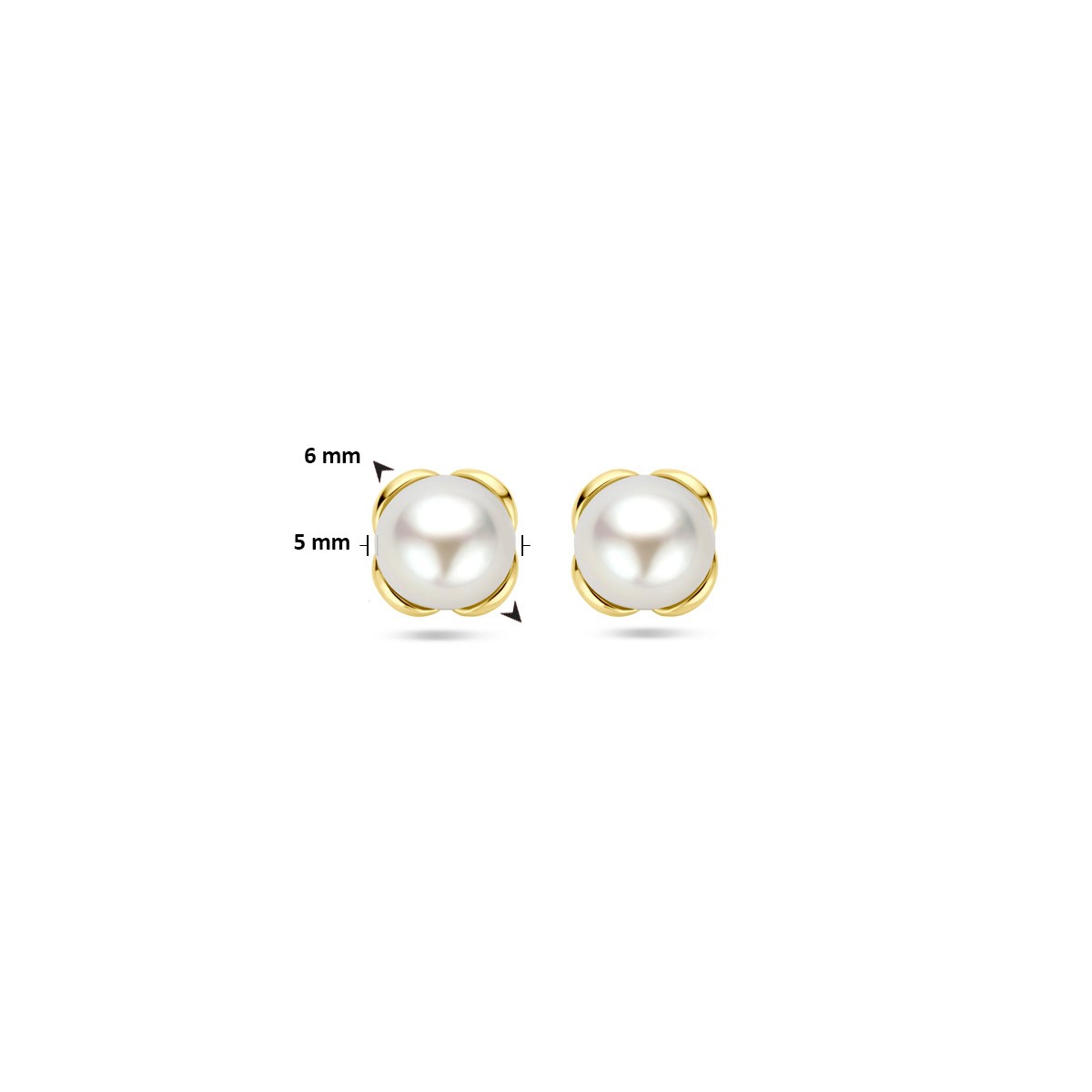 Oorbellen bloem parel 14K geelgoud