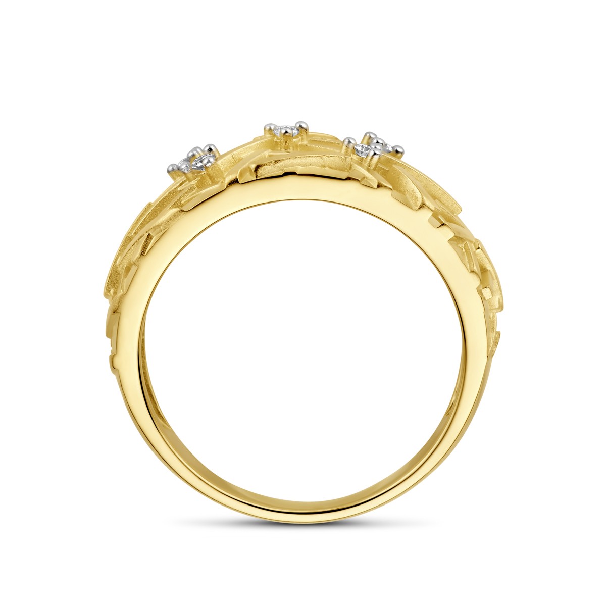 Ring diamant 0.06ct h si bicolor gestift 14K geelgoud