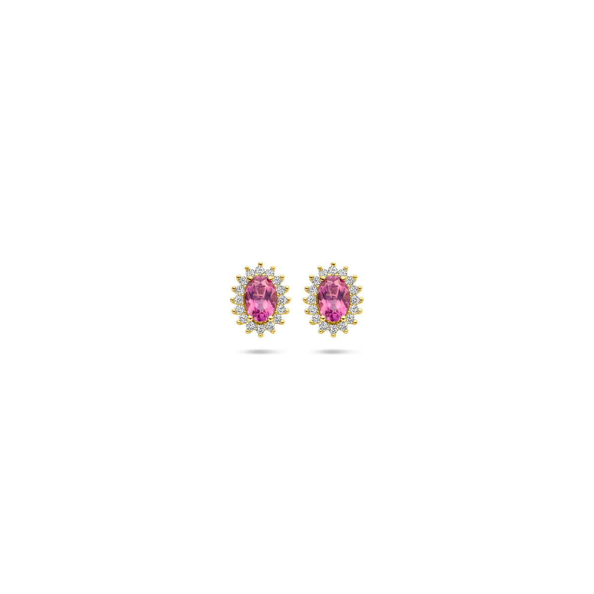 14K Geelgoud Oorknoppen Roze Topaas En Zirkonia 9,5 Mm 4031230 - PansiteNederland.nl