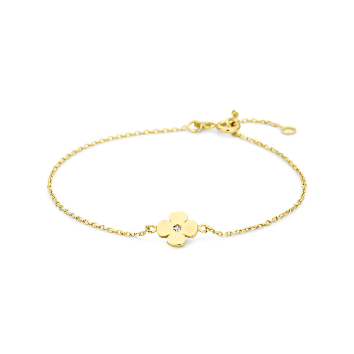 14K Geelgoud Armband Bloem Zirkonia 16 - 18 Cm 4031235 - PansiteNederland.nl