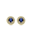 14K geelgoud oorknoppen saffier en zirkonia - 4031259