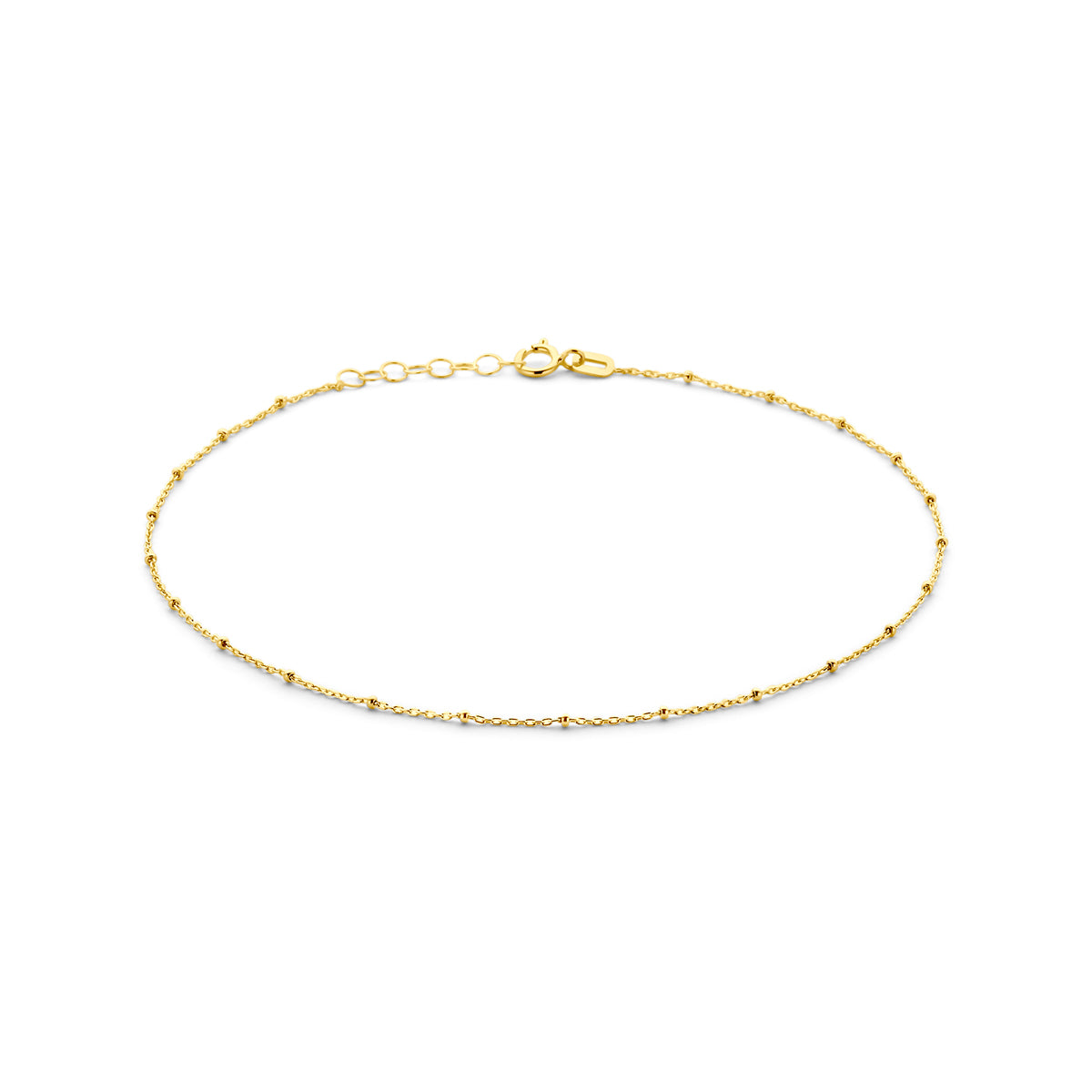 Enkelbandje bolletjes 1,3 mm 24 + 2 cm 14K geelgoud