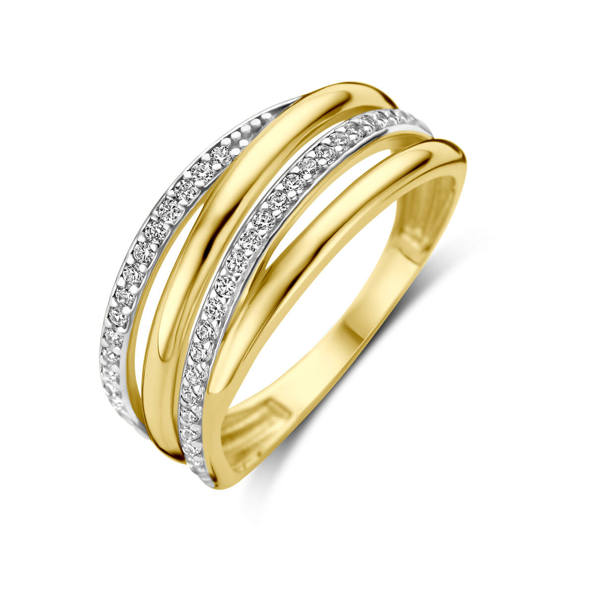 14K Bicolor gouden ring zirkonia bicolor gestift 4031282 - PansiteNederland.nl