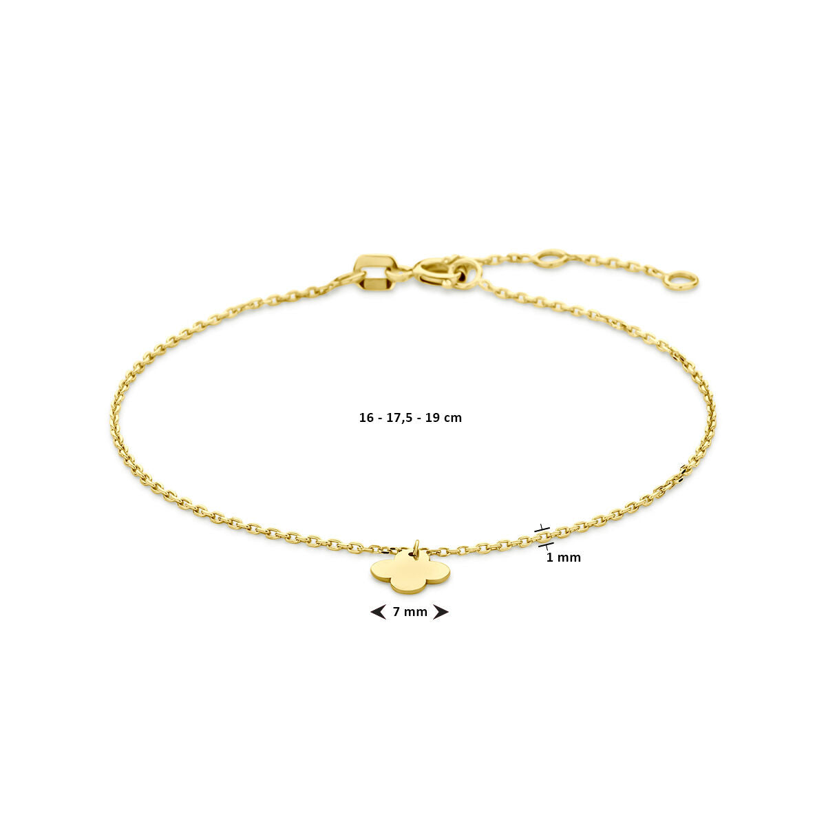 14K Geelgoud Armband Klavertje 16 - 17,5 - 19 Cm 4031728 - PansiteNederland.nl