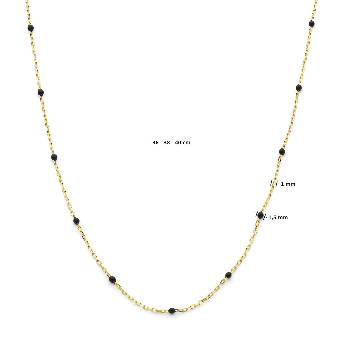 14K Geelgoud Collier Zwart Emaille 1 mm 4032163 - PansiteNederland.nl