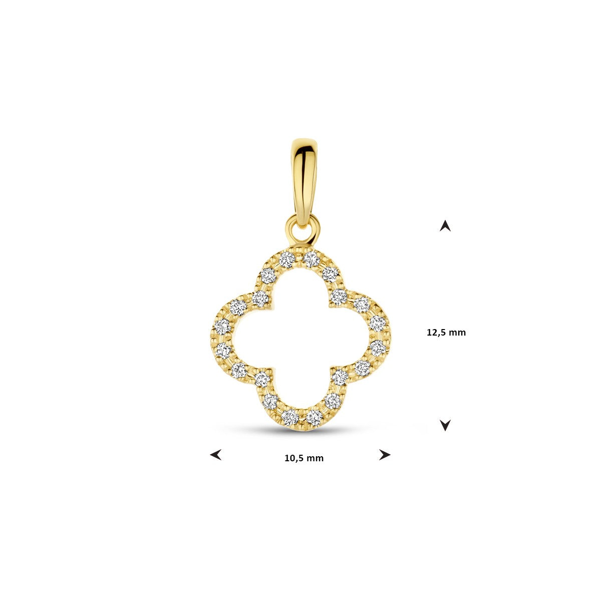 14K geelgoud hanger klavertje diamant 0.07ct h si 17 mm 4032223 - PansiteNederland.nl