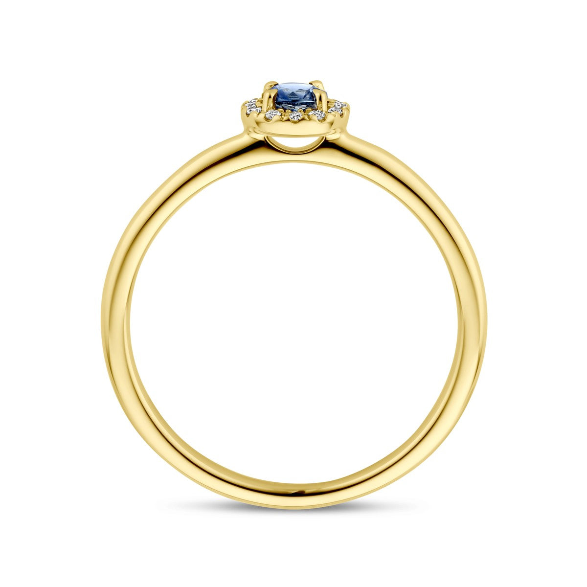 14K Geelgoud Ring Saffier En Diamant 0.04Ct H Si Halo 4032272 - PansiteNederland.nl