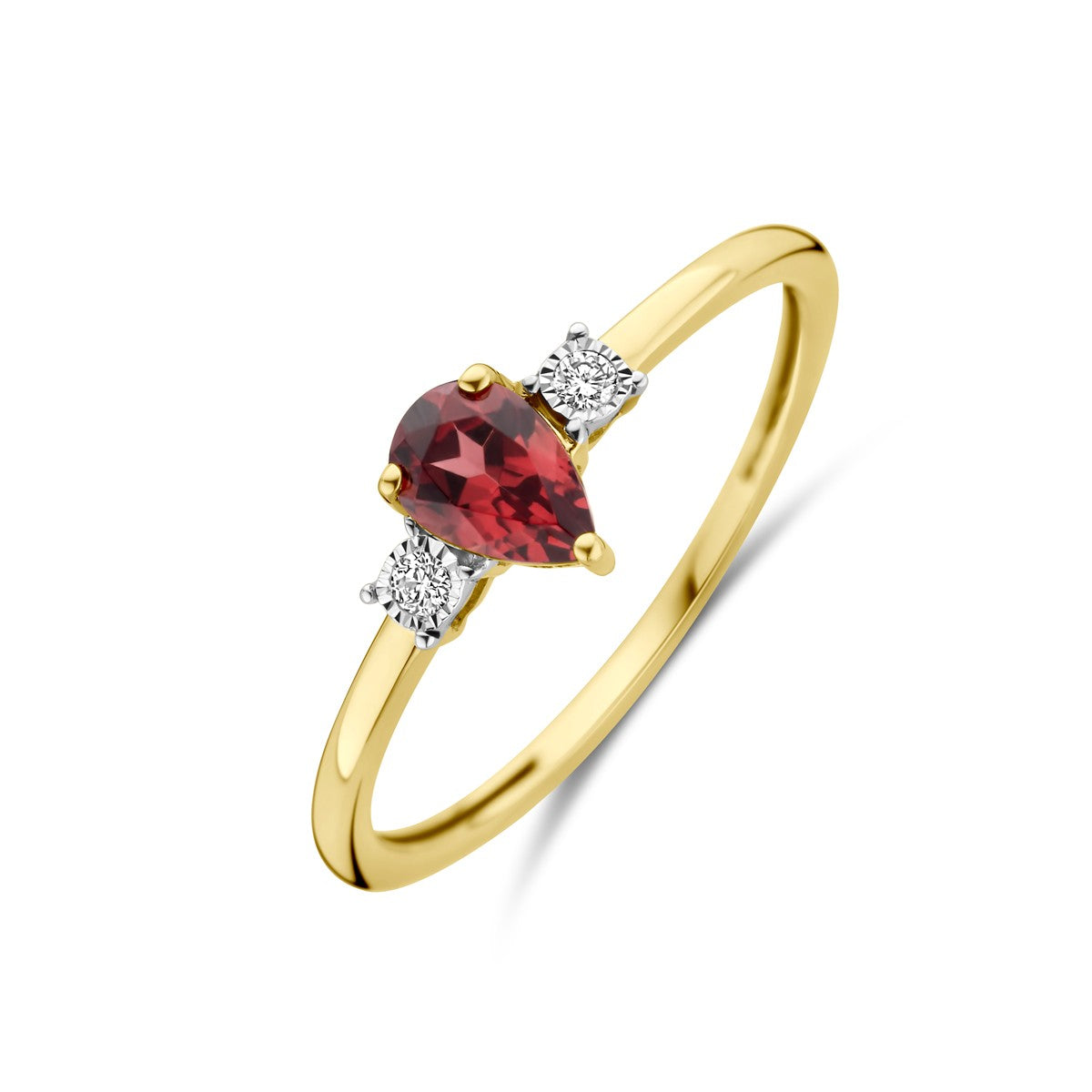 14K Geelgoud Ring Granaat En Diamant 0.03Ct H Si 4032306 - PansiteNederland.nl