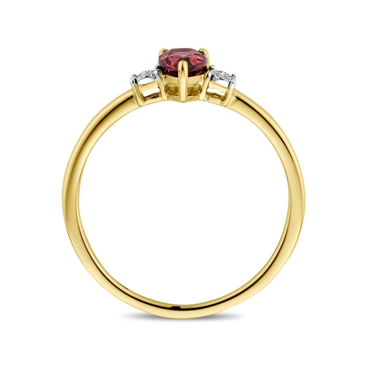 14K Geelgoud Ring Granaat En Diamant 0.03Ct H Si 4032306 - PansiteNederland.nl