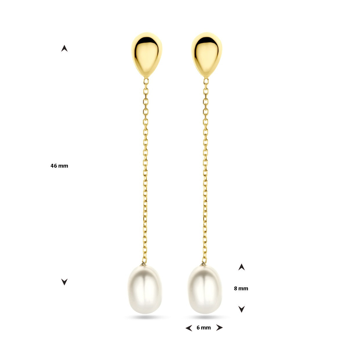 14K Geelgoud Oorhangers Parel 46 Mm 4032352 - PansiteNederland.nl