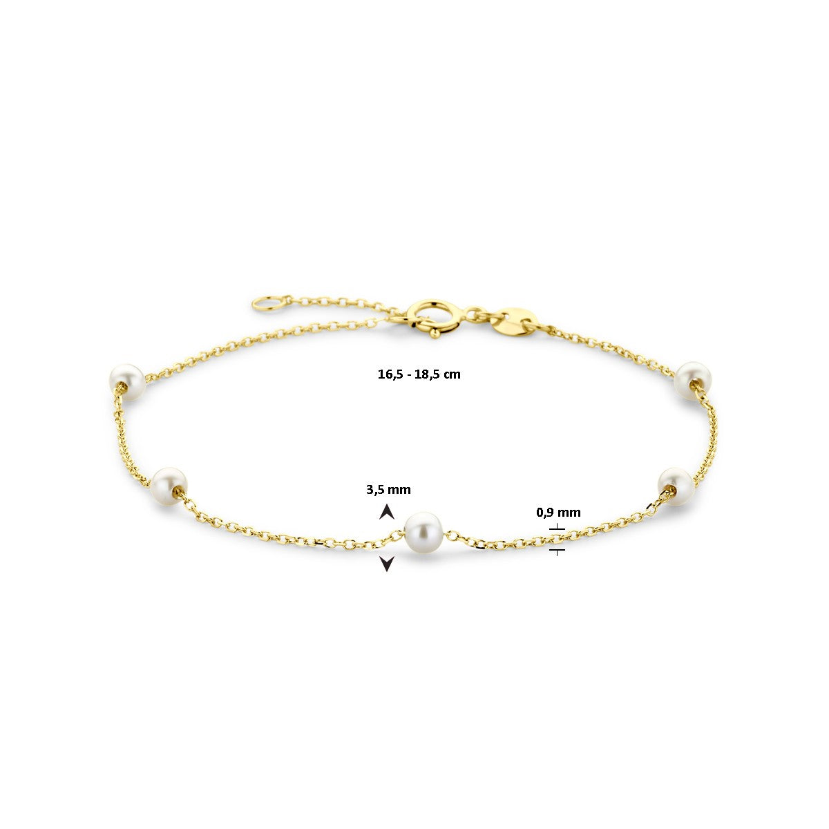 14K Geelgoud Armband Parels 16,5 - 18,5 Cm 4032354 - PansiteNederland.nl
