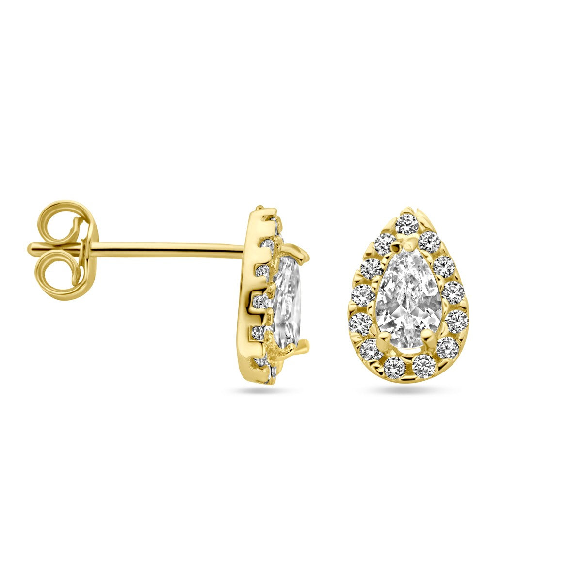 14K Geelgoud Oorknoppen Druppel En Zirkonia 8,5 Mm 4032363 - PansiteNederland.nl