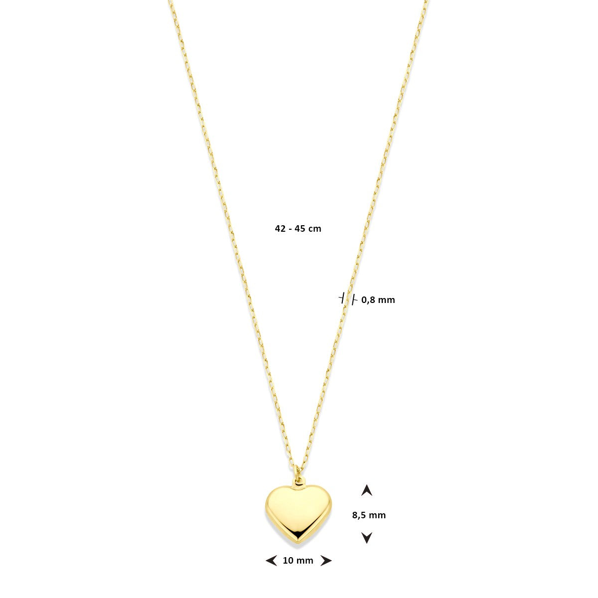 14K geelgoud collier hartje 42 - 45 cm 4032368 - PansiteNederland.nl