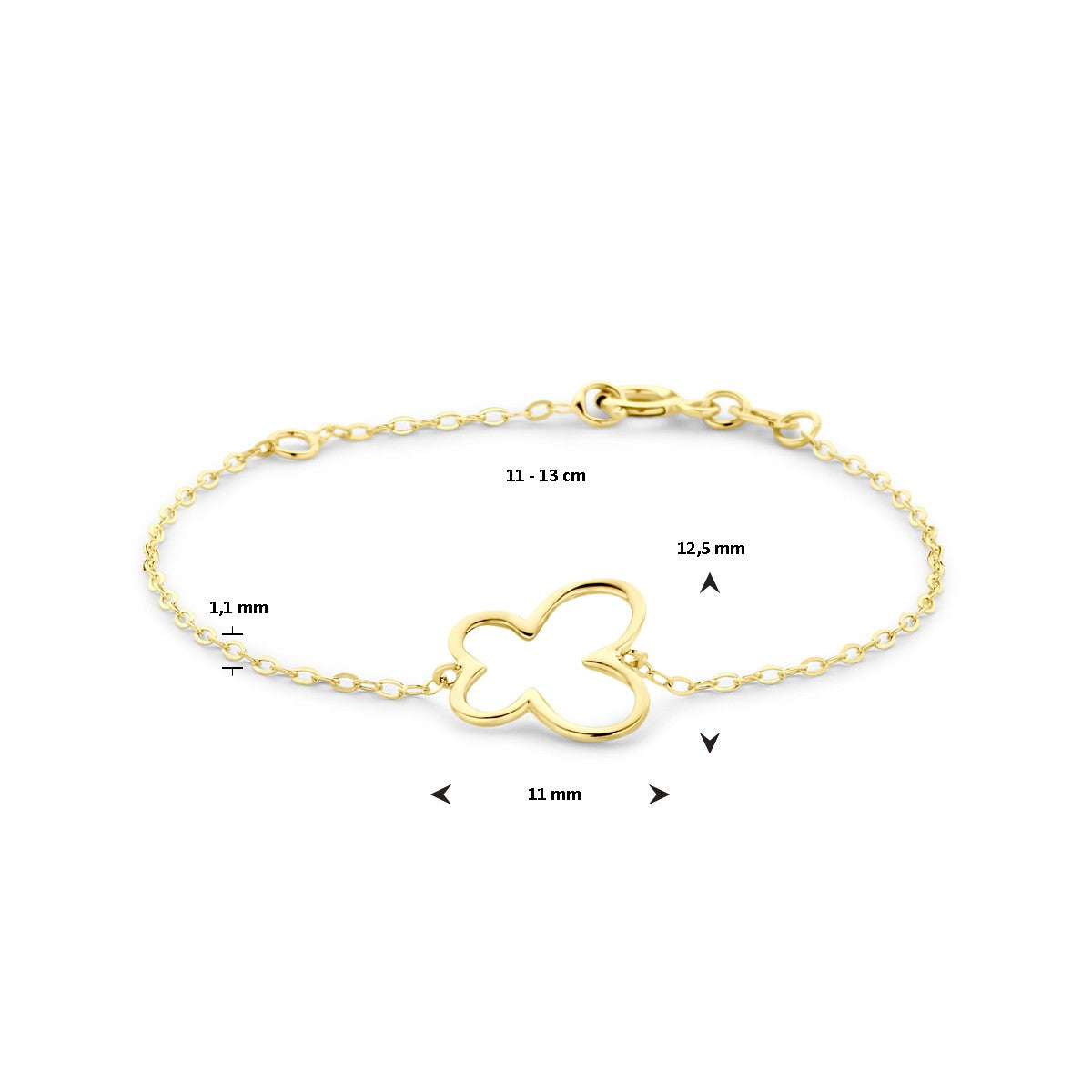 14K Geelgoud Armband Vlinder 11 - 13 Cm 4032375 - PansiteNederland.nl