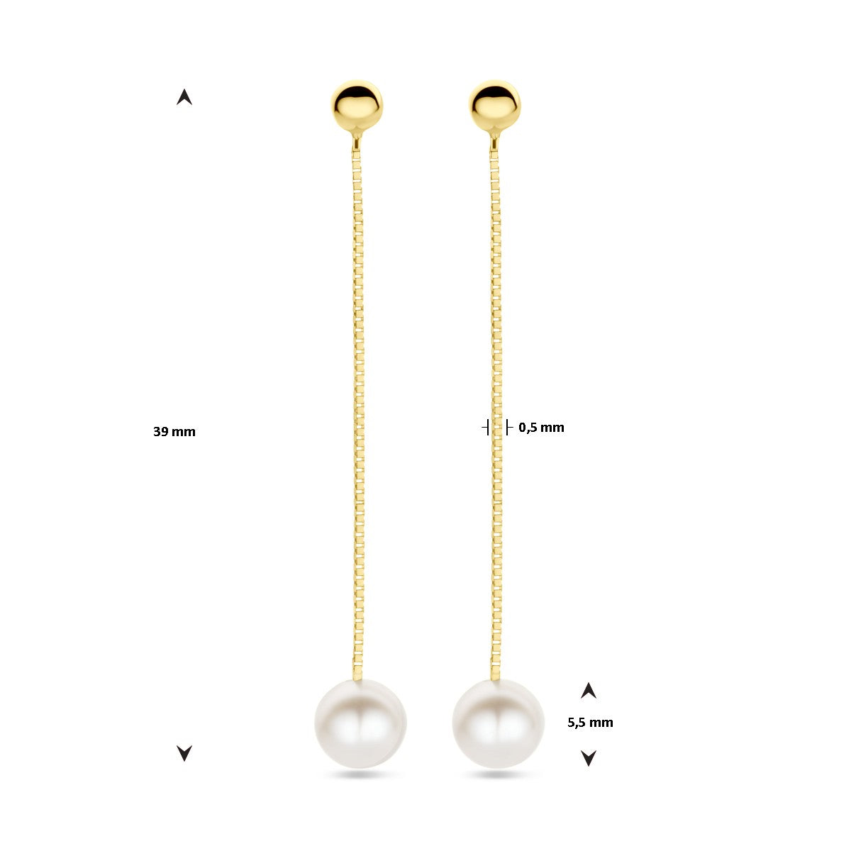 14K Geelgoud Oorhangers Parel 39 Mm 4032382 - PansiteNederland.nl