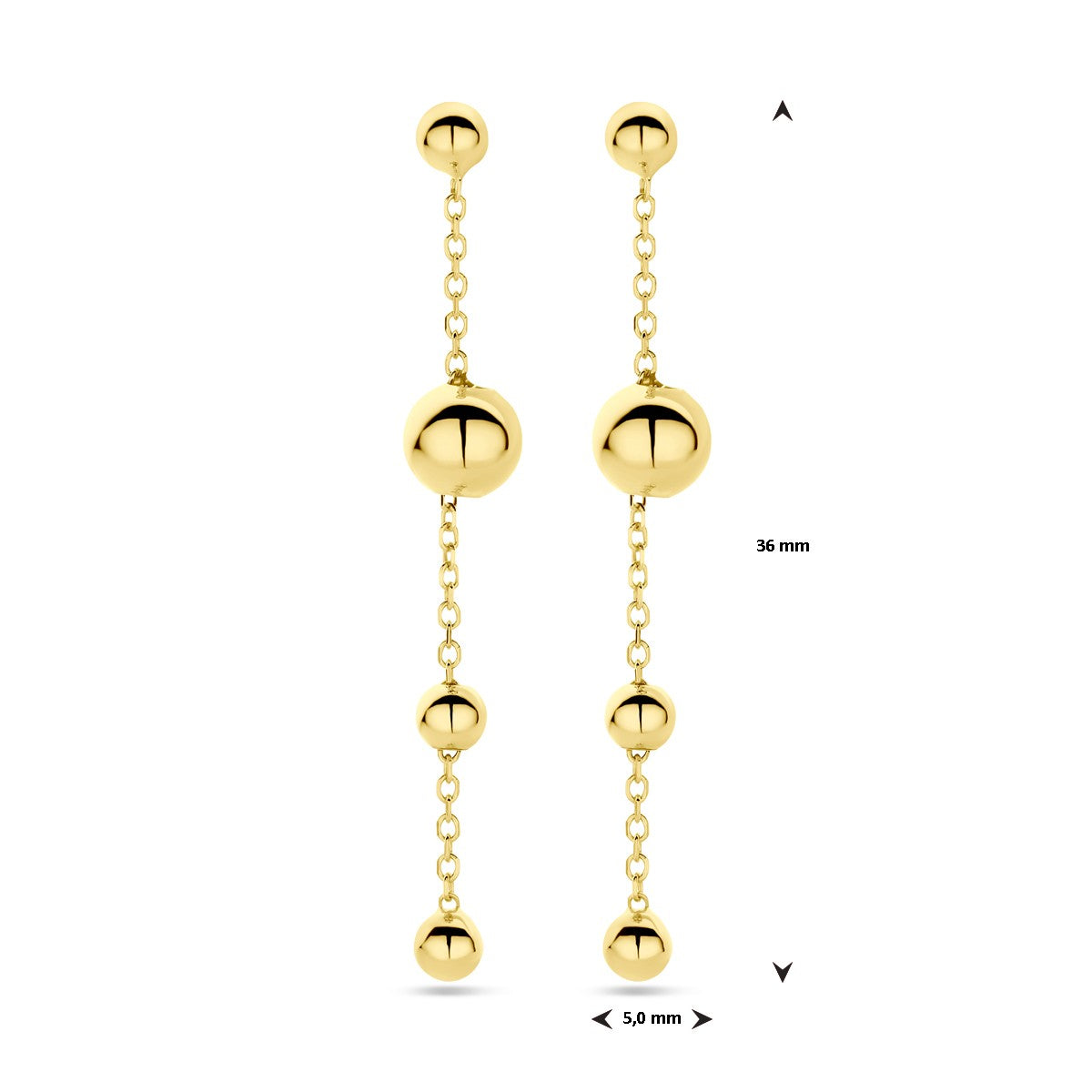 14K Geelgoud Oorhangers Bolletjes 36 Mm 4032430 - PansiteNederland.nl