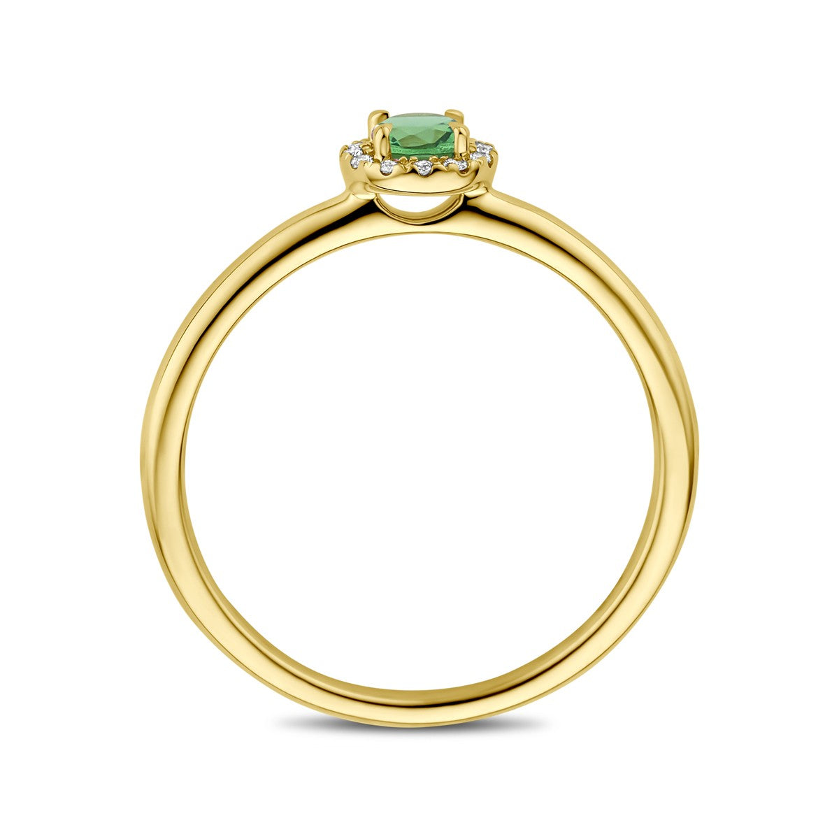 14K Geelgoud Ring Tsavoriet En Diamant 0.04Ct H Si 4032448