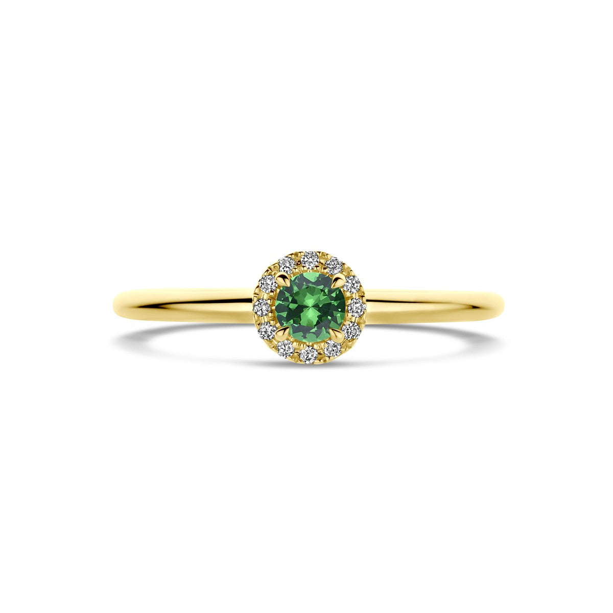 14K Geelgoud Ring Tsavoriet En Diamant 0.04Ct H Si 4032448
