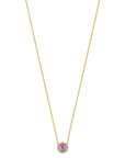 14K geelgoud collier roze saffier en diamant 0.05ct h si 41 - 43 - 45 cm 4032454