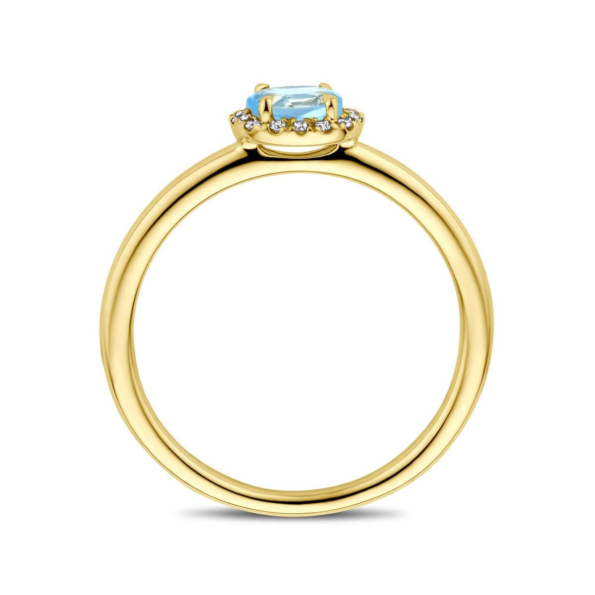 14K Geelgoud Ring Swiss Blue Topaas En Diamant 0.05Ct H Si 4032464 - PansiteNederland.nl