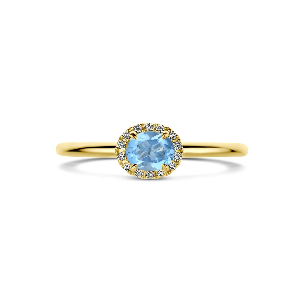 14K Geelgoud Ring Swiss Blue Topaas En Diamant 0.05Ct H Si 4032464 - PansiteNederland.nl