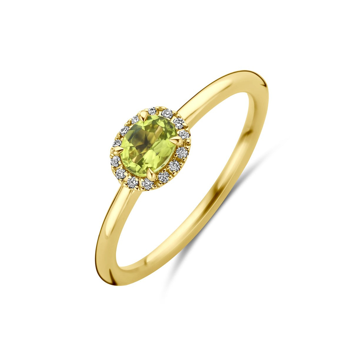 14K Geelgoud Ring Peridot En Diamant 0.05Ct H Si 4032468