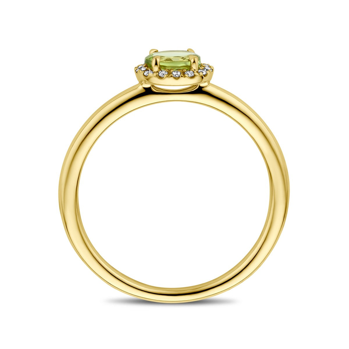 14K Geelgoud Ring Peridot En Diamant 0.05Ct H Si 4032468