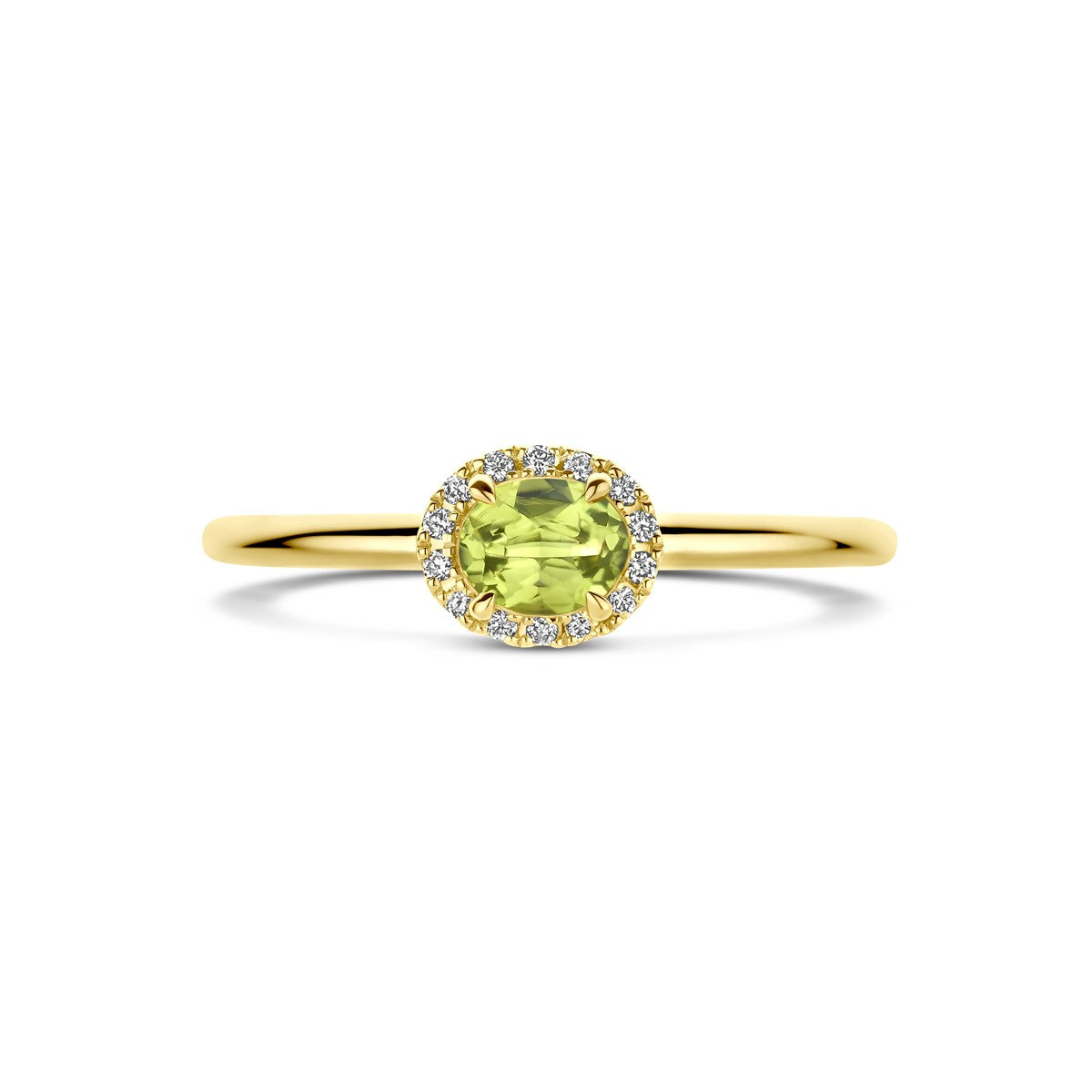14K Geelgoud Ring Peridot En Diamant 0.05Ct H Si 4032468