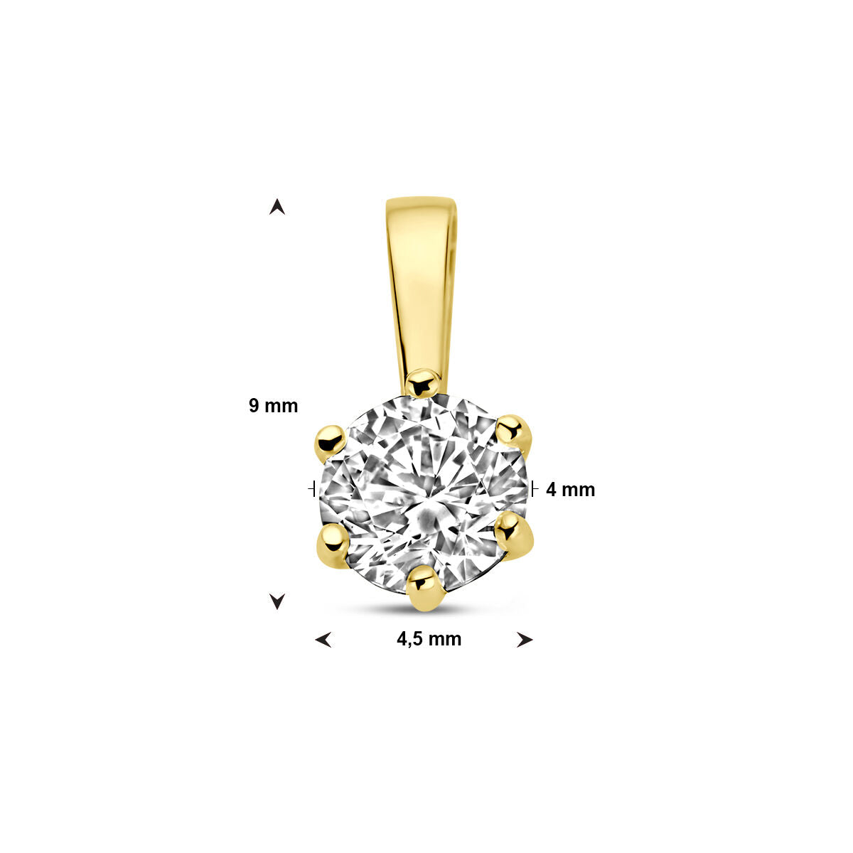 14K geelgoud hanger zirkonia 4032525 - PansiteNederland.nl