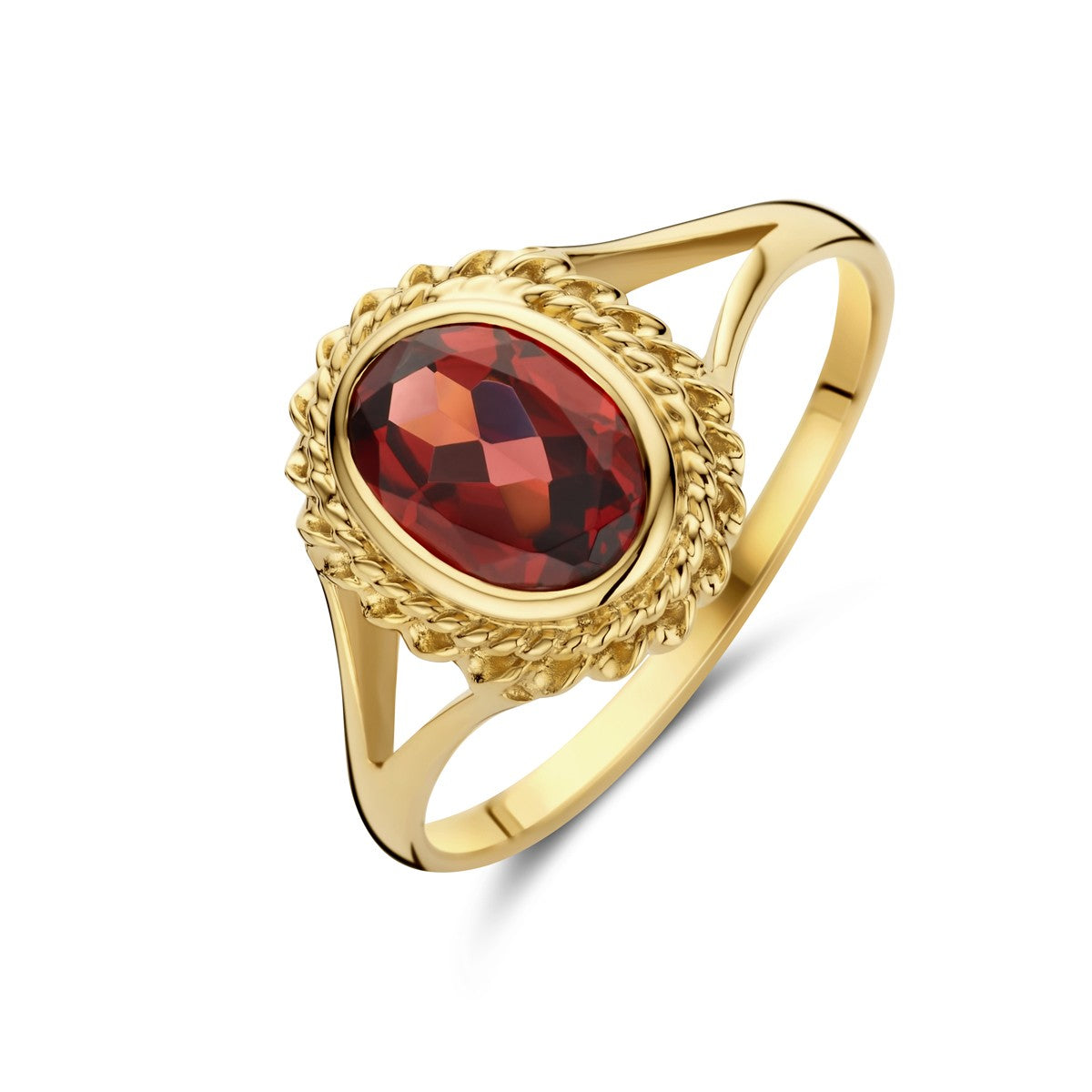 14K Geelgoud Ring Granaat 4032935 - PansiteNederland.nl