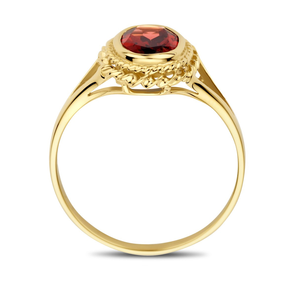 14K Geelgoud Ring Granaat 4032935 - PansiteNederland.nl