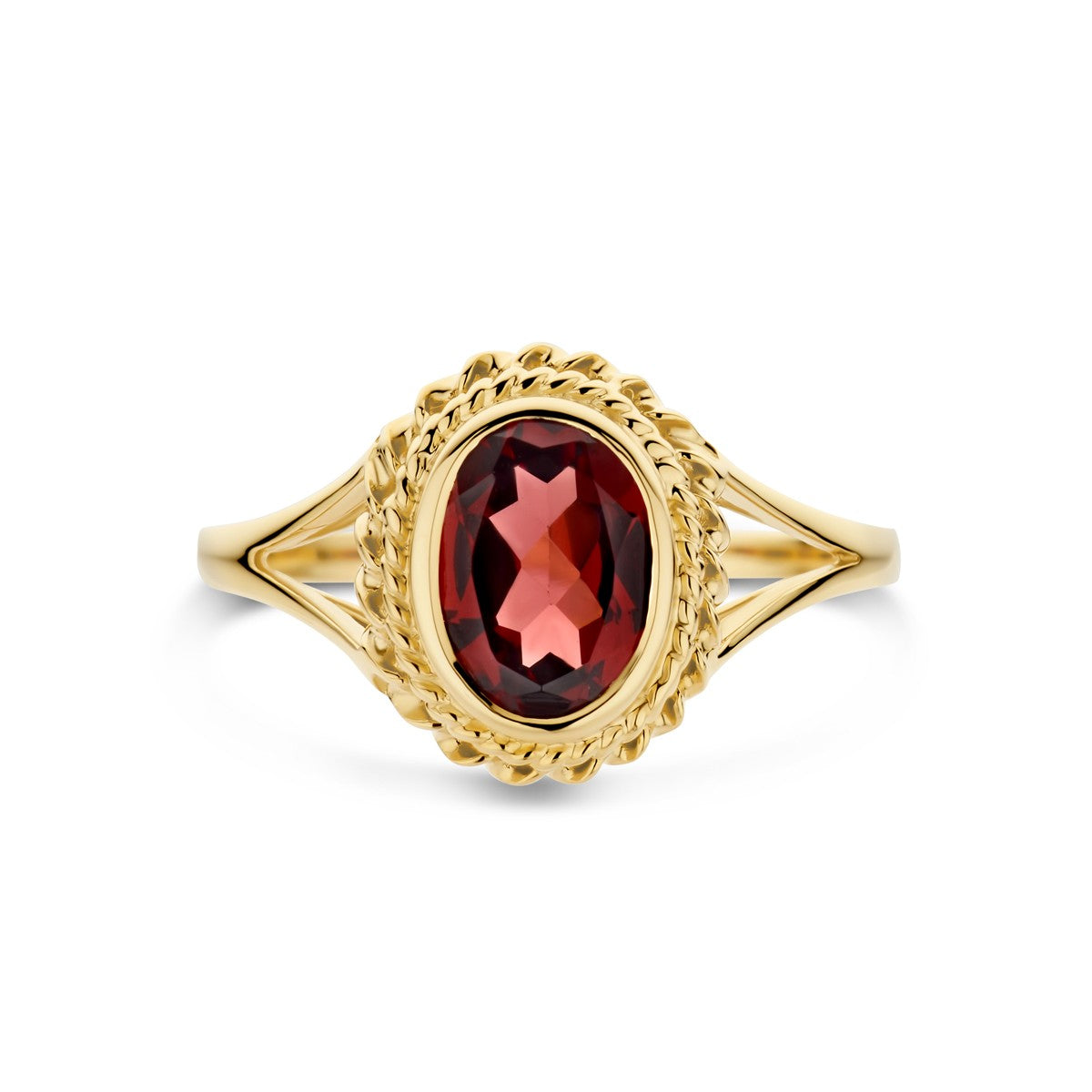 14K Geelgoud Ring Granaat 4032935 - PansiteNederland.nl