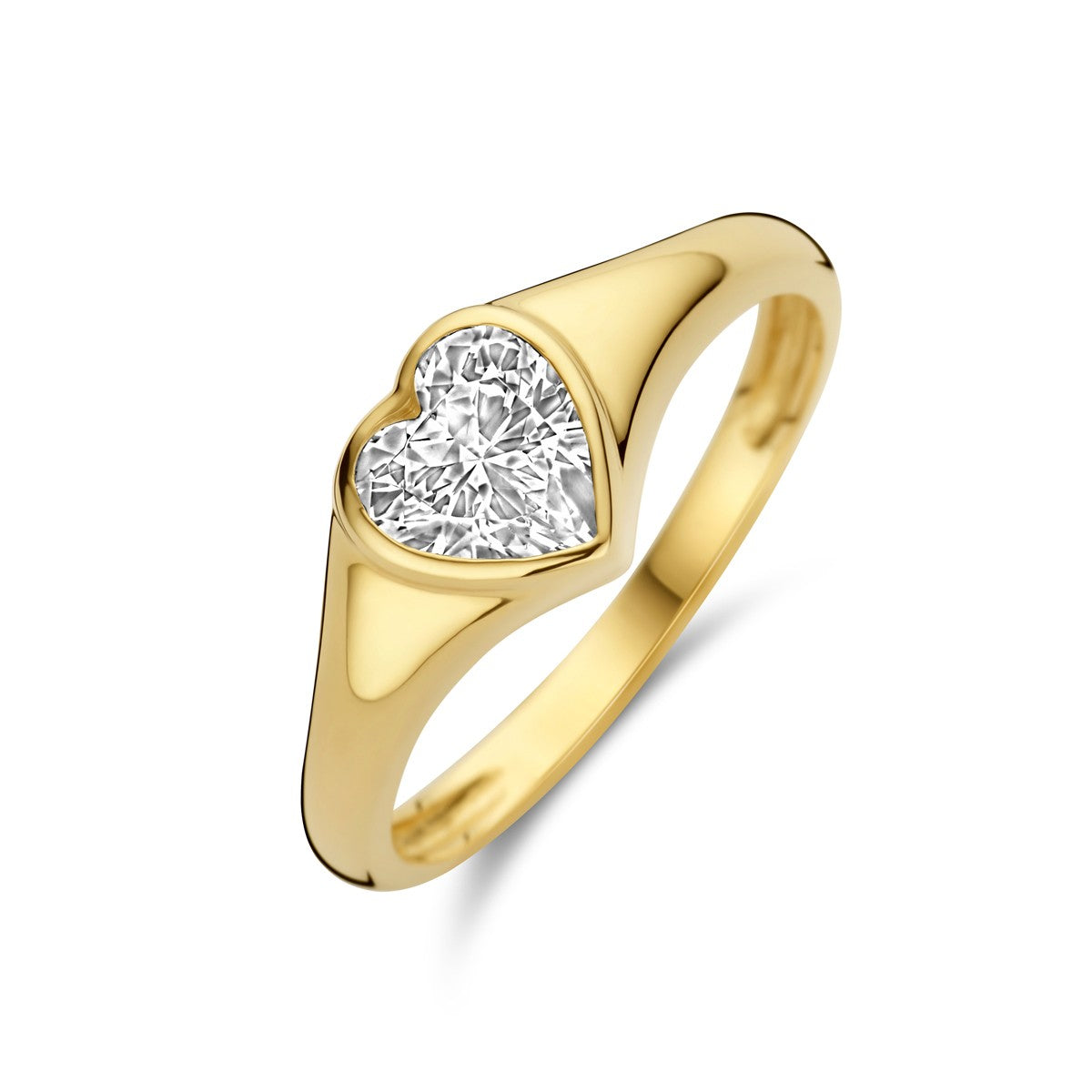 14K Geelgoud Ring Hart Met Zirkonia 4033002 - PansiteNederland.nl