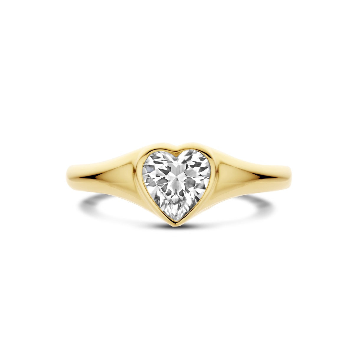 14K Geelgoud Ring Hart Met Zirkonia 4033002 - PansiteNederland.nl
