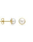 14K geelgoud oorknoppen parel 6,5 mm - 4033015