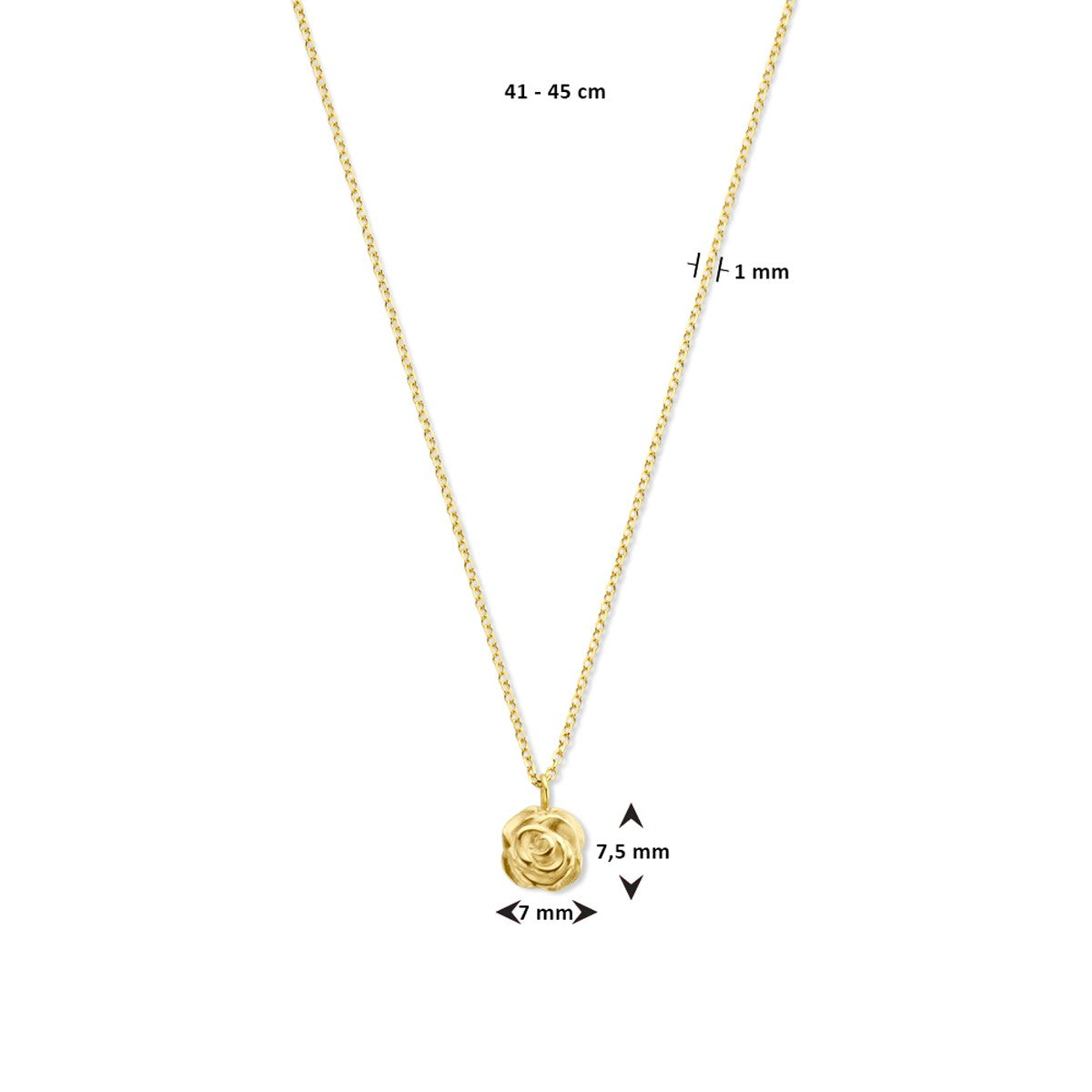14K geelgoud collier roos 41 - 45 cm 4033023 - PansiteNederland.nl