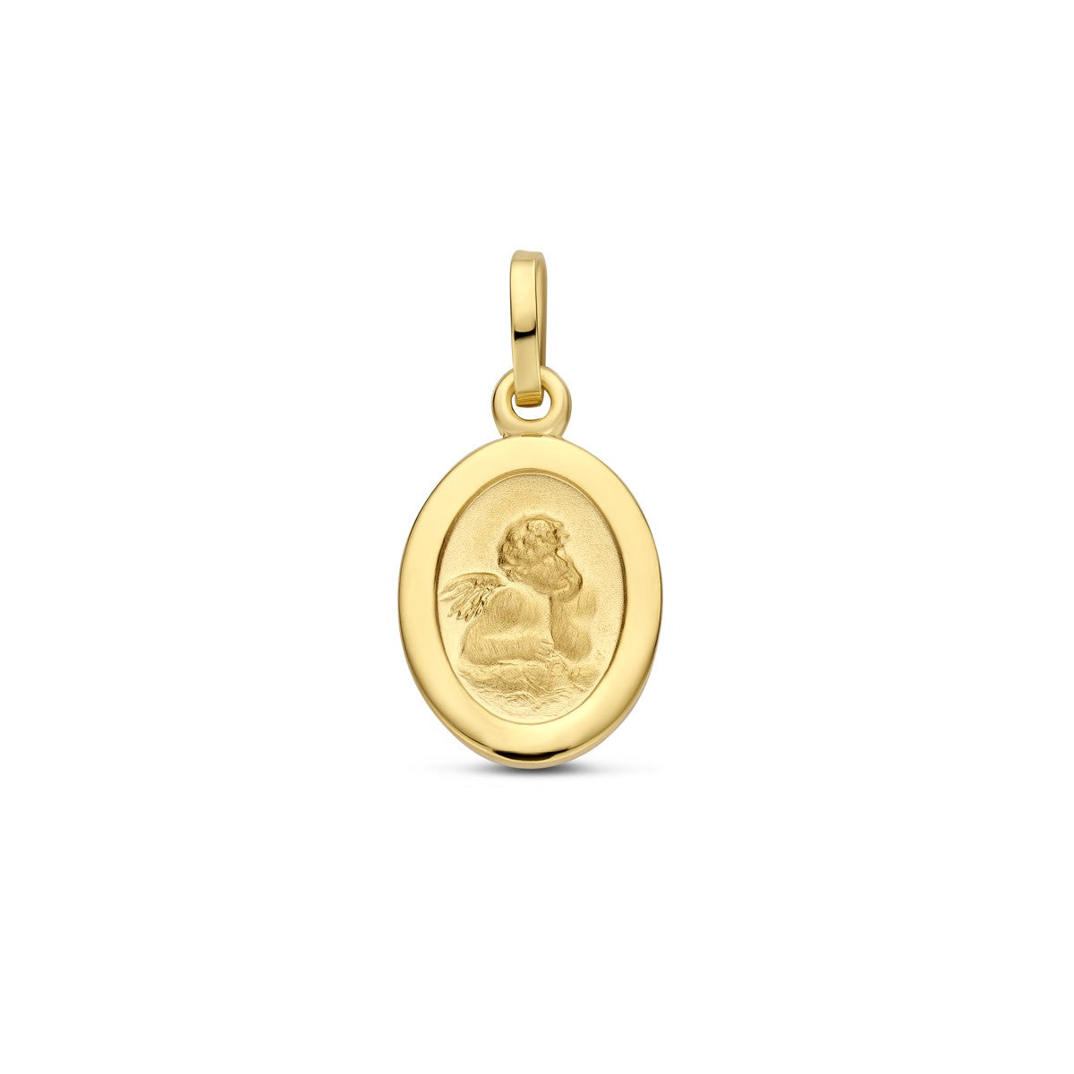 14K geelgoud hanger ovaal engel poli/mat 19 mm 4033121 - PansiteNederland.nl